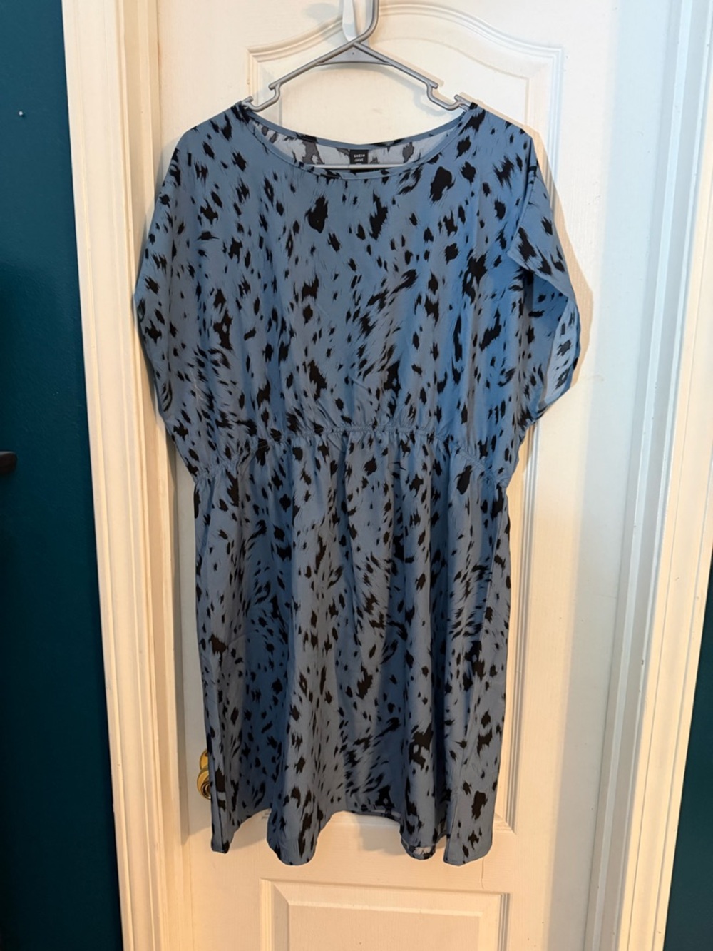 SHEIN Blue and Black Animal-Print Midi Dress